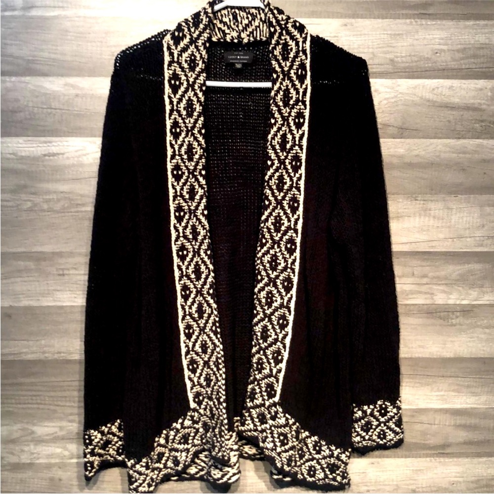 Lucky brand cardigan sweater black xl